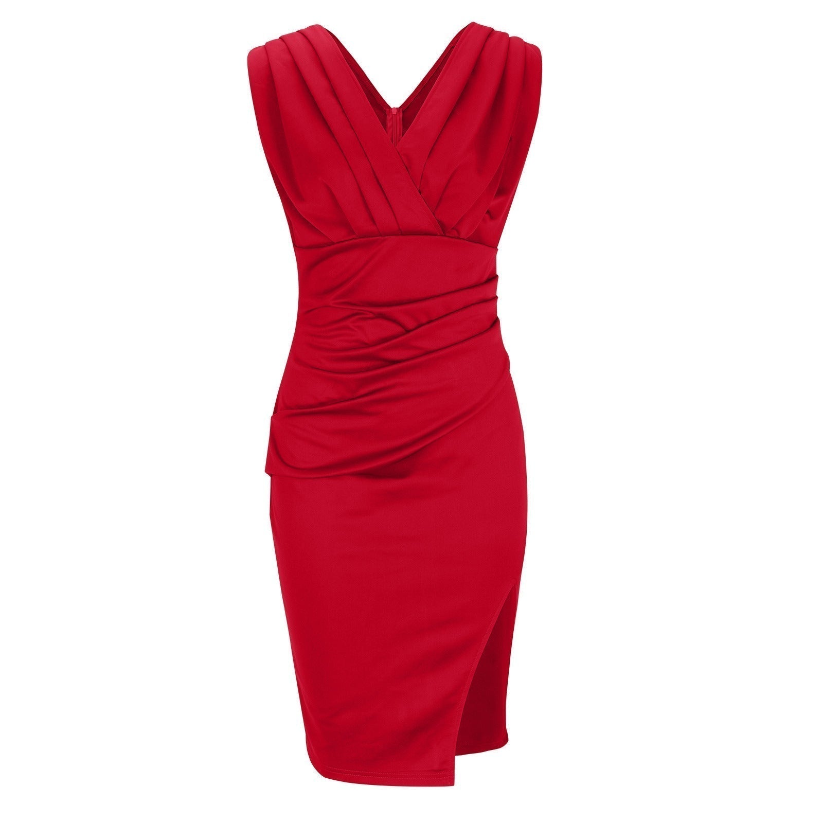 Lara | Vestido entallado con escote en pico y abertura