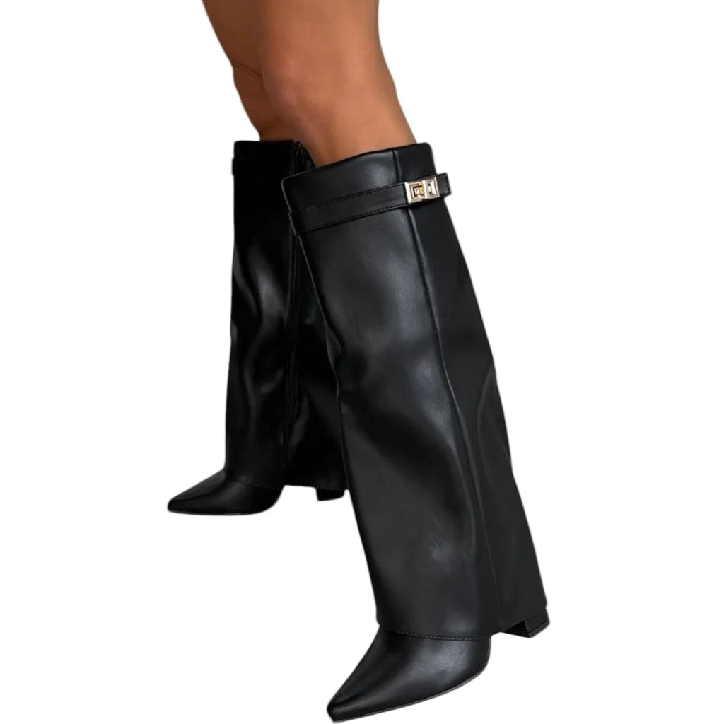 LOLA |  Botas de Caña Alta de Efecto Piel