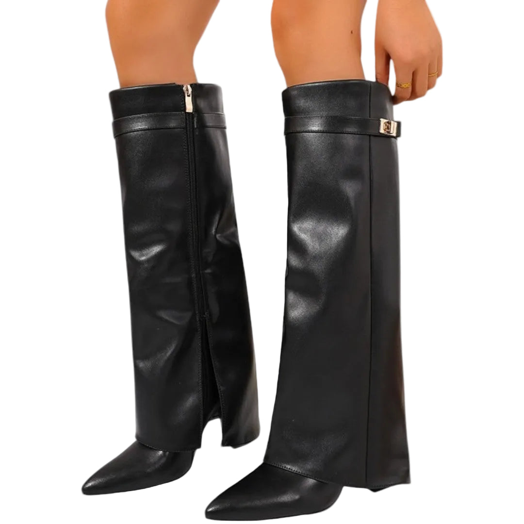 LOLA |  Botas de Caña Alta de Efecto Piel