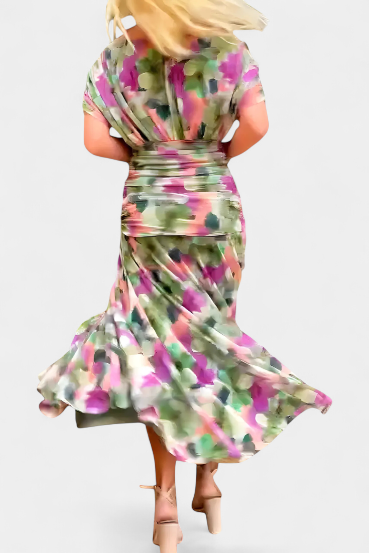 Zoe | Vestido largo floral con cuello en V