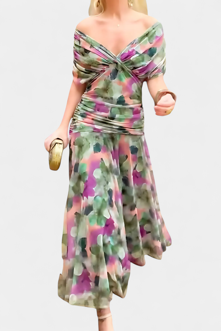 Zoe | Vestido largo floral con cuello en V