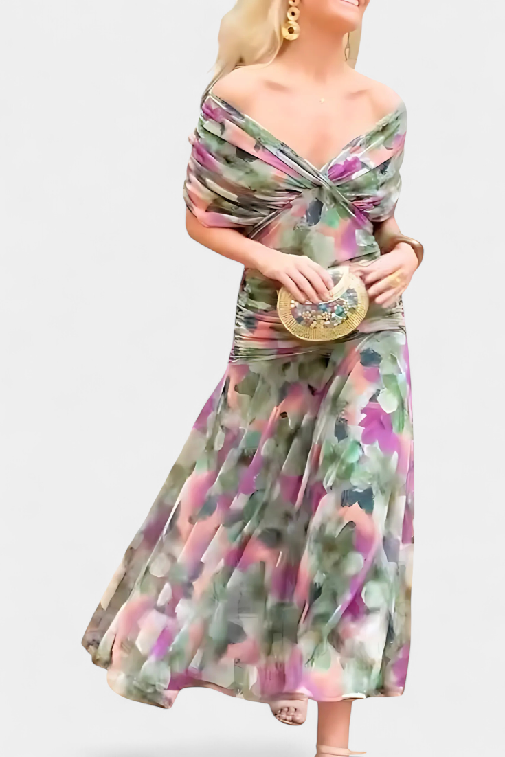 Zoe | Vestido largo floral con cuello en V