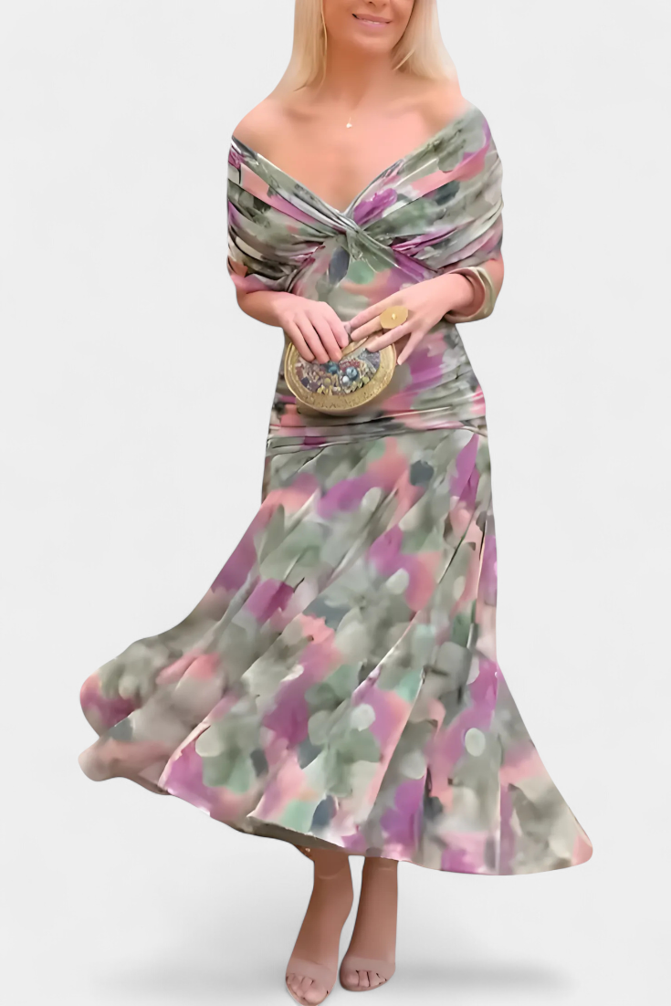Zoe | Vestido largo floral con cuello en V