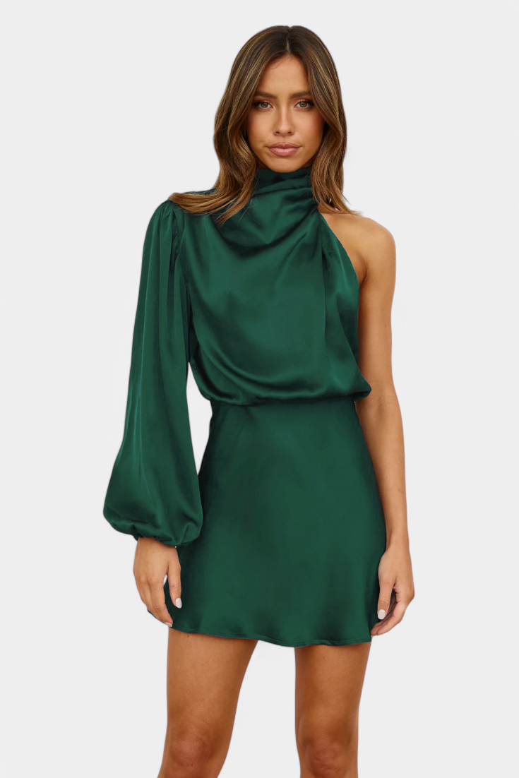 AINA | Vestido Mini Drapado de Un Hombro