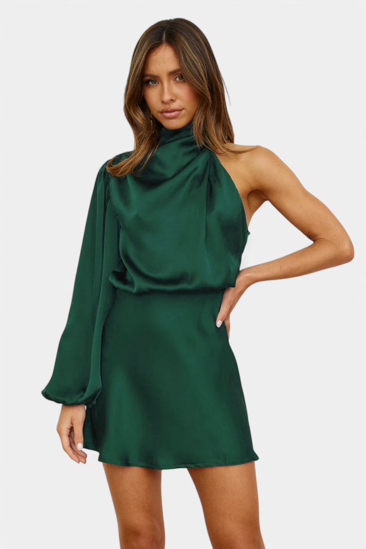AINA | Vestido Mini Drapado de Un Hombro