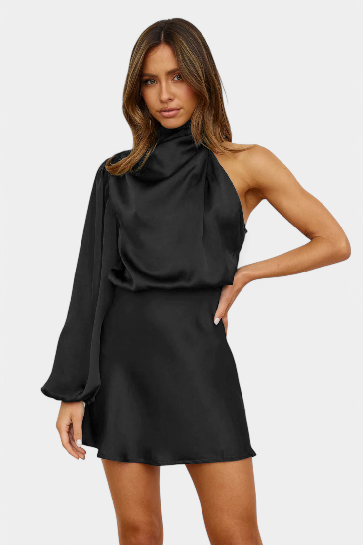 AINA | Vestido Mini Drapado de Un Hombro