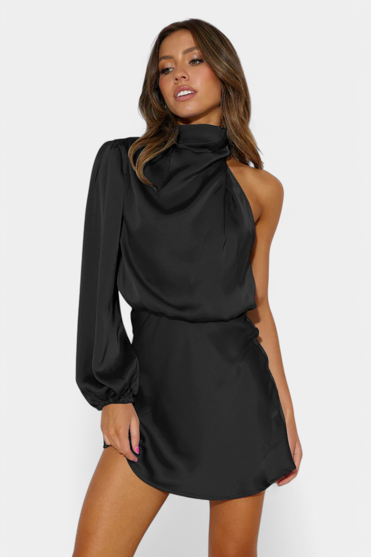 AINA | Vestido Mini Drapado de Un Hombro