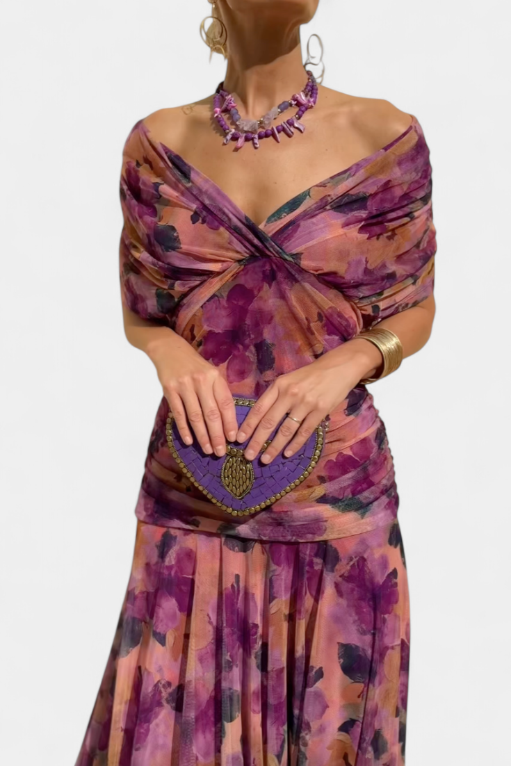 Zoe | Vestido largo floral con cuello en V