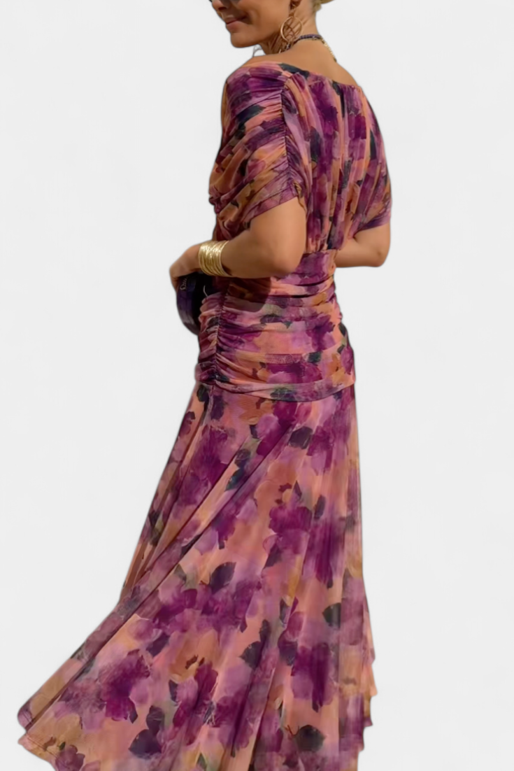 Zoe | Vestido largo floral con cuello en V