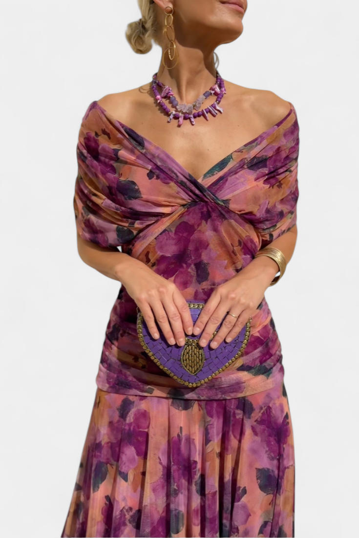 Zoe | Vestido largo floral con cuello en V