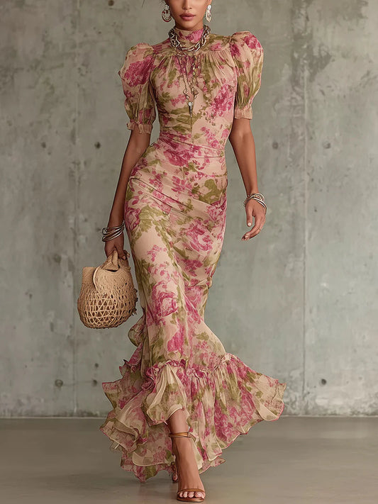 FLORA | Vestido largo con estampado vintage