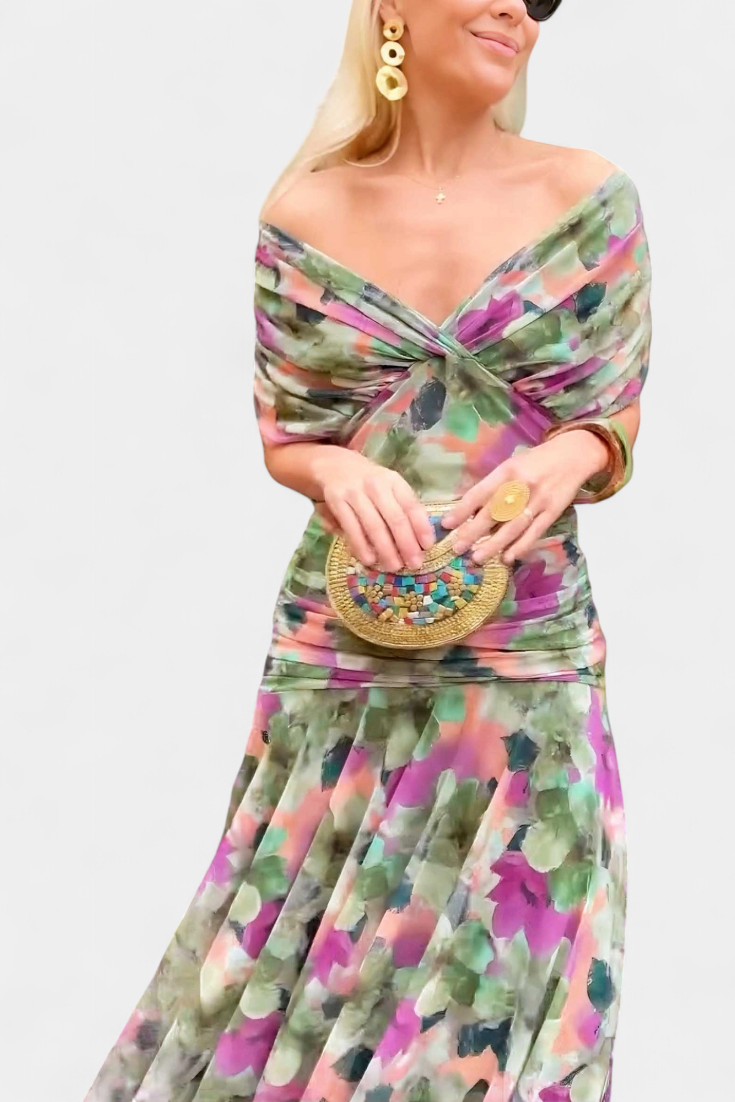 Zoe | Vestido largo floral con cuello en V